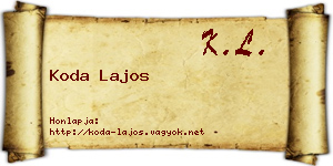 Koda Lajos névjegykártya